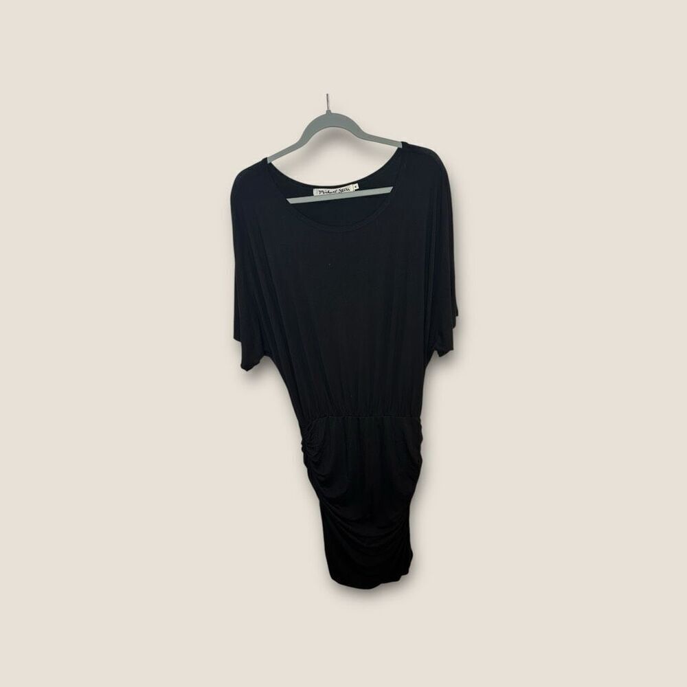 Michael Stars Black Ruched Bodycon Dress Size Medium